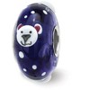 Black Bow Jewelry Fenton Sterling Silver RolyPoly Polar Bear 3D Glass Bead Charm - 2 of 4