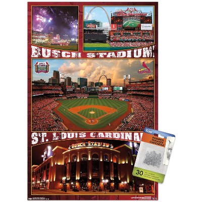 Trends International MLB St. Louis Cardinals - Neon Helmet 23 Unframed Wall  Poster Print Clear Push Pins Bundle 22.375 x 34