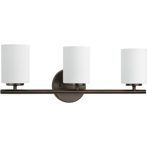 Progress Lighting Replay 3-Light Bath Vanity, Antique Bronze, Porcelain, Up/Down Mounting, Shade Included - 1 of 4
