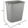 Rubbermaid Deskside Wastebasket, Plastic Trash Can, 3.5 Gallon, Gray, 4 Pack - 3 of 3