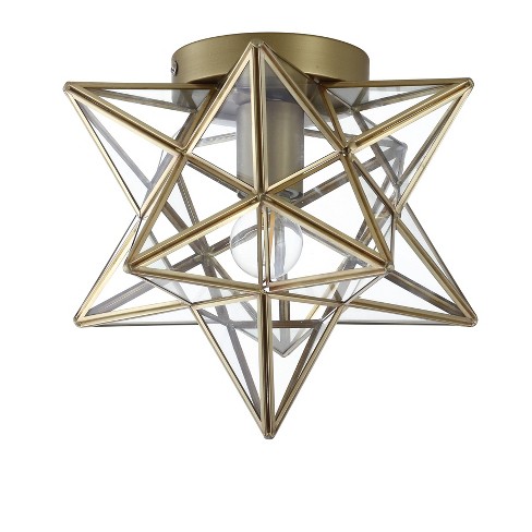 12 Stella Moravian Star Metal Glass Led Flush Mount Gold