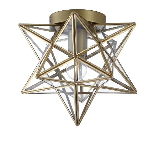 12 Stella Moravian Star Metal Glass Led Flush Mount Gold Includes Energy Efficient Light Bulb Jonathan Y