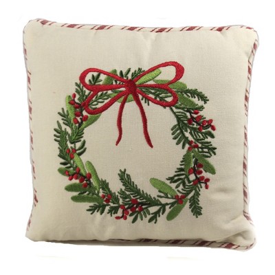 Home Decor 10.0" Wreath Pillow Christmas Berries  -  Decorative Pillow