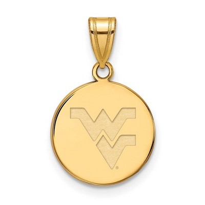 Black Bow Jewelry 10k Yellow Gold West Virginia Mountaineers NCAA Medium Pendant