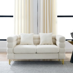Mocamel 60Inch Oversized 2-Seater Sectional Sofa DeepSeating Fabric Living Room Comfort with 2 Pillows - 1 of 4