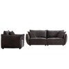 Modern 3-Seater + 1-Seater Linen Fabric Sofa Set with Wooden Frame and 3 Pillows - 4 of 4