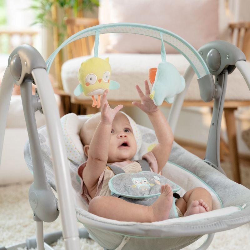 Ingenuity Swing &#39;n Go Portable 5-Speed Baby Swing with Nature Sounds - Hugs &#38; Hoots, 4 of 17