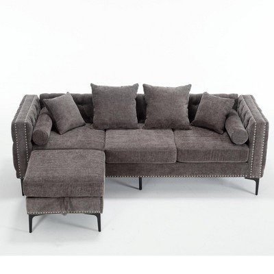 NicBex L-Shaped Sectional Sofa,Modern Tufted Sofa Couch with Convertible Storage Ottoman for Living Room,Apartment,Office,Gray