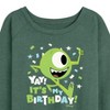 Women's - Disney - Mike Yay It's My Birthday Lightweight French Terry Wide Neck Long Sleeve Shirt - 2 of 4