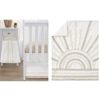 Sweet Jojo Designs Boy Girl Baby Crib Bedding Set - Tufted Sun Ivory and Taupe 4pc