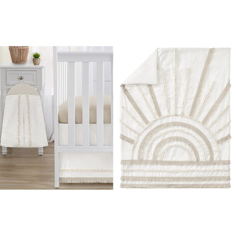 Sweet Jojo Designs Boy Girl Baby Crib Bedding Set - Tufted Sun Ivory and Taupe 4pc, 1 of 7