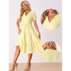 INSPIRE CHIC Women's Summer Ruffle Trim V Neck Button Decor Gingham Dress - 2 of 4