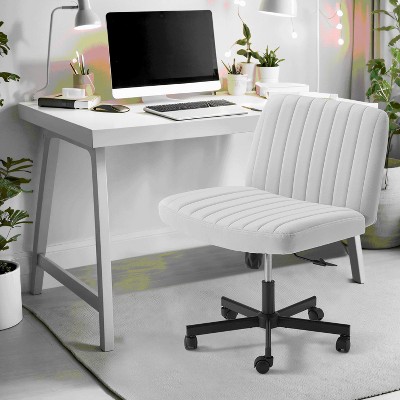 Erommy Armless Criss Cross Chair with Wheels, Height Adjustable Cross Legged Office Chair, Office Deak Chair for Office, Bedroom, Living Room