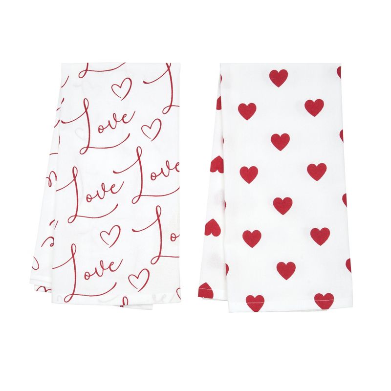 C&F Home Love Heart Cotton Kitchen Towel Set of 2, 1 of 5