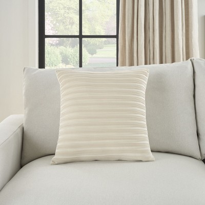 Waverly Ivory Pleated Velvet 18" x 18" Throw Pillow