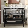NicBex 36" Freestanding Vanity with Textured Glass Doors & Open Shelf, Modern Bathroom Vanity with Ceramic Sink, Waterproof Painted Finish - 3 of 4