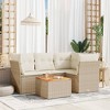 vidaXL Patio Sofa Set with Cushions Outdoor Furniture 5 Piece Poly Rattan - Beige and Cream - 2 of 4