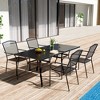 CLIHOME 5-Piece Modular Outdoor Dining Set, 2 Square Table With Umbrella Hole & 4 Mesh Chairs Patio Set - 2 of 4