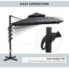 TiramisuBest 10ft Offset Hanging Cantilever Square Patio Umbrella with Aluminum Cross Base, Tilt, 360-Degree Rotation, Gray - 3 of 4