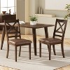 Christopher Knight Home Amara Faux Leather and Rubberwood Dining Chairs with Corss Back (Set of 2), Dark Brown - 2 of 4