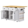 Gulches 53" Rolling Kitchen Island with Drop Leaf, 5-Wheel Mobile Cart, 3 Drawers, Adjustable Shelves, 2-Tier Internal Racks & Spice Racks - 4 of 4