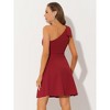 INSPIRE CHIC Women's Christmas Party Elegant Flared Bow One Shoulder Evening Cocktail Dresses - 3 of 4