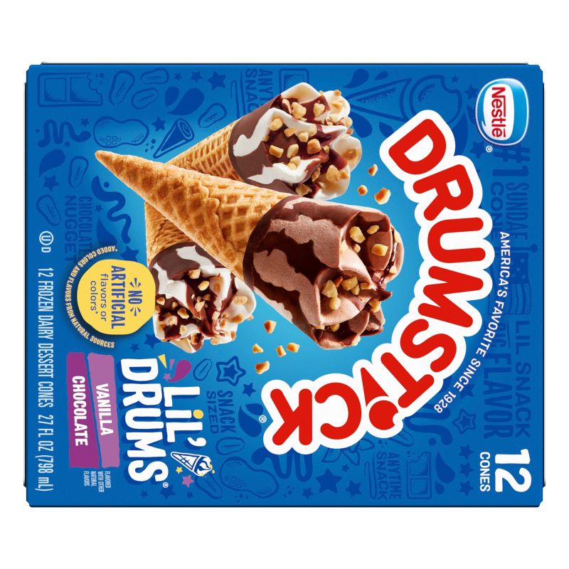 Nestle Drumstick Lil&#39; Drums Vanilla Chocolate Ice Cream Cones - 12ct, 4 of 16