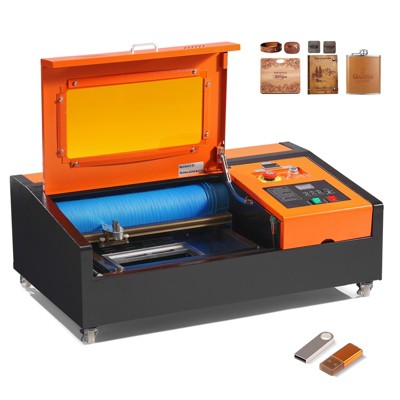VEVOR 40W Desktop CO2 Laser Engraver, 12 x 8 in, 11.8 IPS Laser Cutter Machine with Water-Cooled Laser Tube, Compatible with CorelDRAW, Orange
