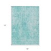 Teal Blue And Ivory Abstract Washable Indoor Outdoor Area Rug - 3 of 4