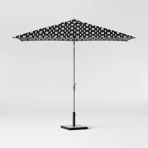 10 X 6 Rectangular Spaced Stripe Patio Umbrella Duraseason Fabric Black Ash Pole Project 62 Target