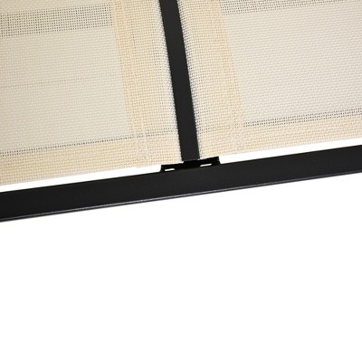 Beige Mesh and Steel Outdoor Glider Bench Loveseat