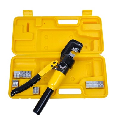 Yescom 10 Ton Hydraulic Wire Crimper Battery Cable Lug Terminal Crimping Tool with 9 Dies Yellow