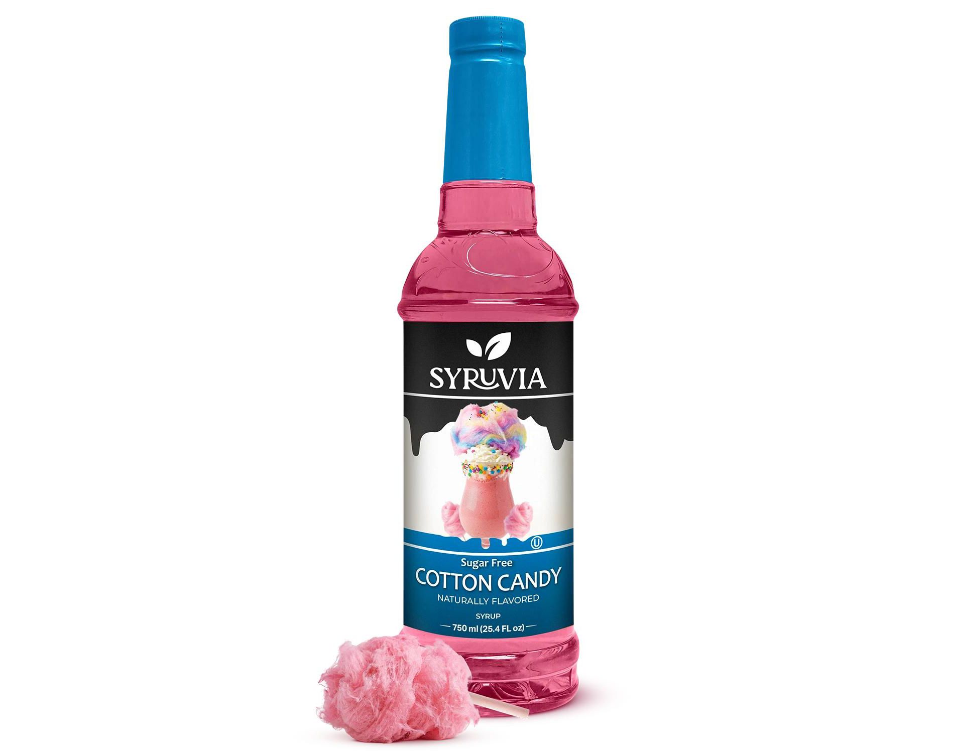 Syruvia Sugar Free Cotton Candy Syrup for Cocktails 25.4 fl oz Premium Cocktails Syrup
