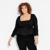 Women's Long Sleeve Square Neck Bubble Top - Wild Fable™ - 2 of 3