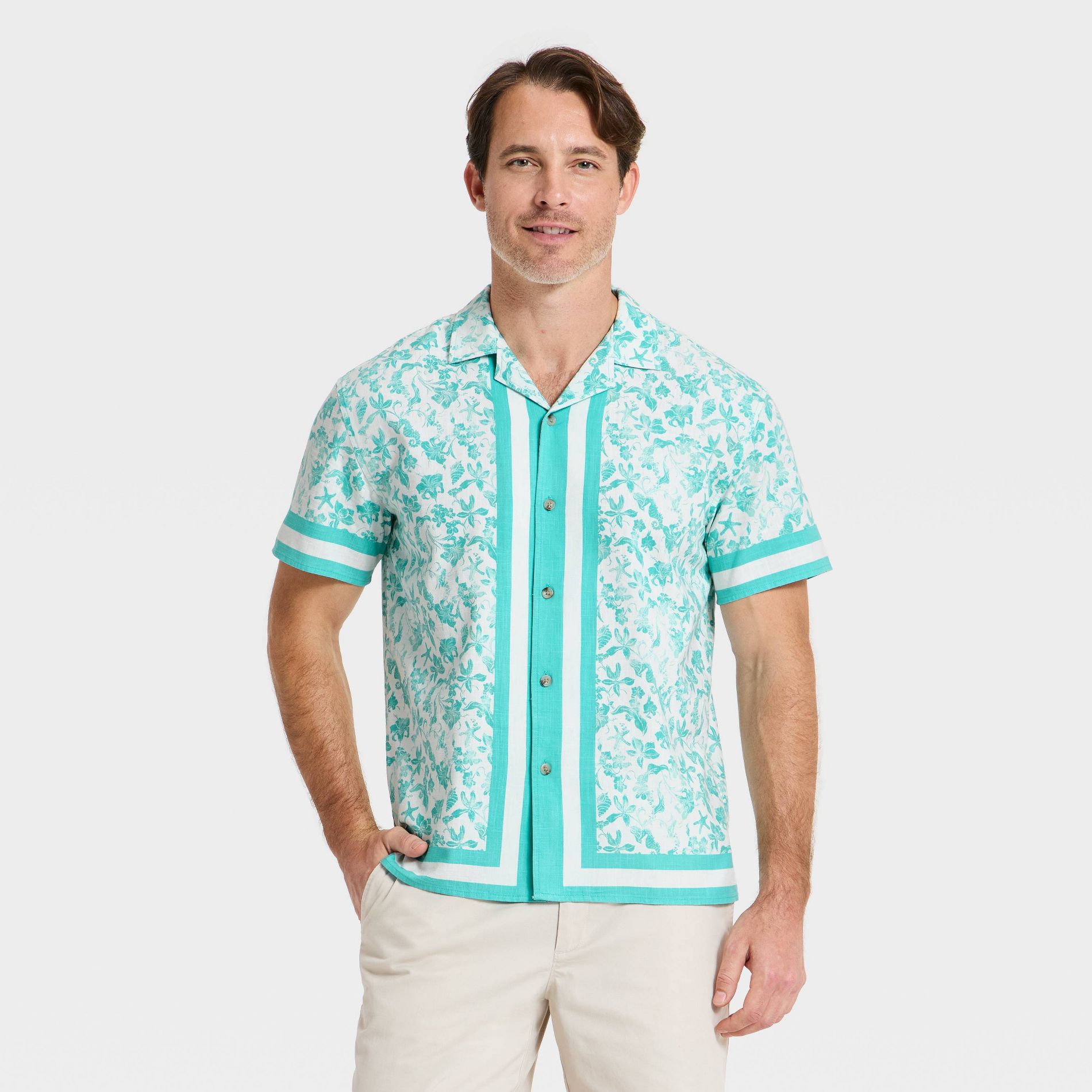Men's Short Sleeve Camp Shirt - Goodfellow & Co™ Blue