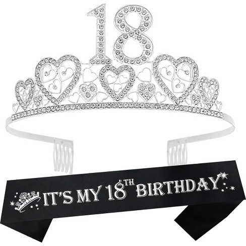 18 Sash and Tiara for Happy 18th Birthday Decorations for Girls