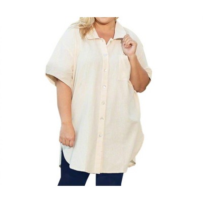 Women's Cotton Collar Short Sleeve Kendall Tunic - Plus - On The Plus Side