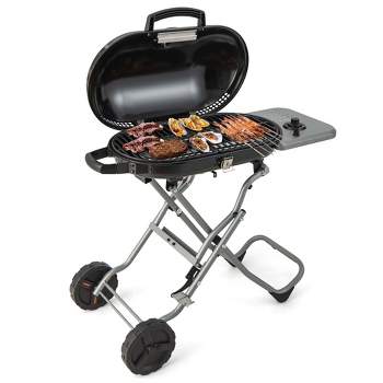 Costway Portable Propane Grill Folding Gas Grill Griddle with Wheels & Side Shelf
