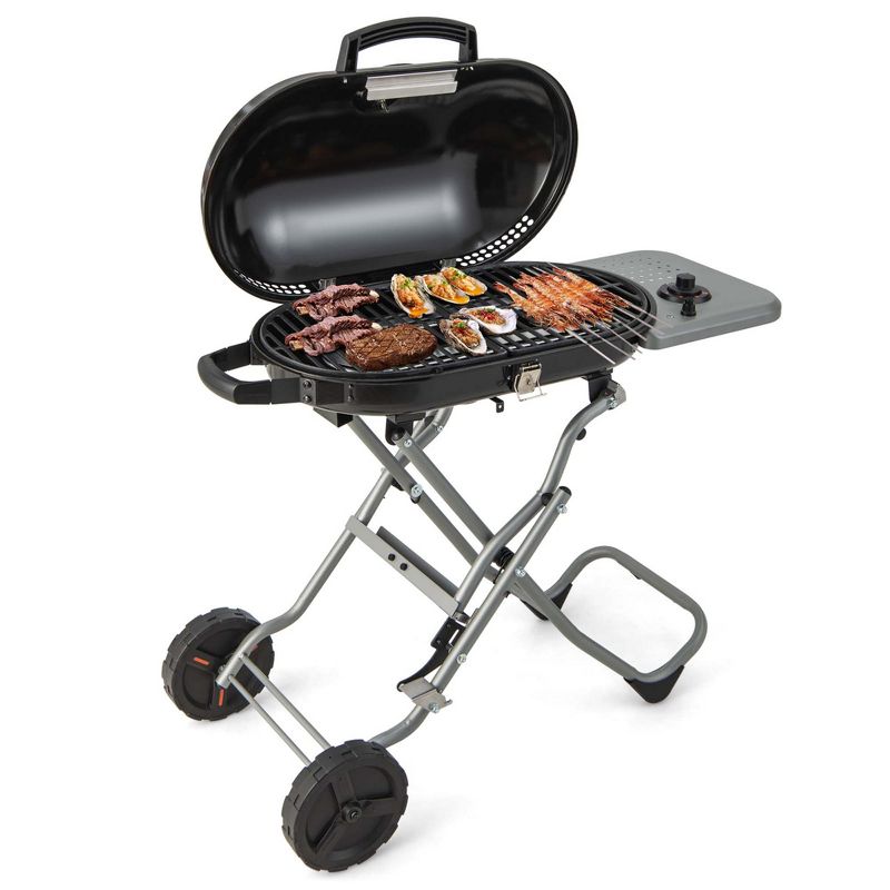 Costway Portable Propane Grill Folding Gas Grill Griddle with Wheels & Side Shelf, 1 of 11