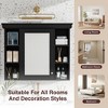 Vynxaria 35" x 28" Black Wall-Mounted Bathroom Cabinet with Mirror Door & 6 Open Shelves - Modern Storage Solution for Your Bathroom. - 4 of 4