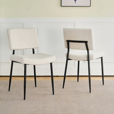 Modern Velvet Dining Chairs Set Of 2, Fabrics Upholstered Kitchen Chairs, Kitchen Side Chair With Black Metal Leg