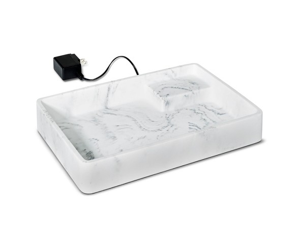 Faux Marble Jewelry Storage with USB Ports White - 88 Main