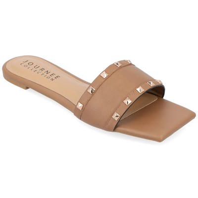 Journee Collection Womens Treena Slip On Slide Flat Sandals