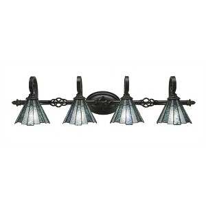 Toltec Lighting Elegante 4 - Light Vanity in  Dark Granite with 7" Sea Ice Art Glass Shade - 1 of 1