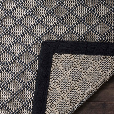 Ivory and Black Hand-knotted Floral Synthetic Area Rug, 8' x 10'