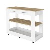 TiramisuBest Wine Storage Pedestal Kitchen Island White and Macadamia with White for Kitchen Islands & Carts - 4 of 4