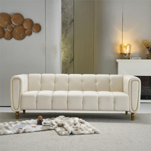 83"Modern Sofa Couch,Velvet Couch,Elegant Sofa Minimalist Design With Gold Metal Legs,3 Seater Couch For Living Room Apartment,Office-Cuddlewood - 1 of 4