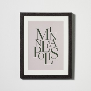 11" x 14" Minneapolis Framed Under Glass with Mat Dark Wood - Threshold™ designed with Studio McGee: Modern Typography Wall Decor - 1 of 3