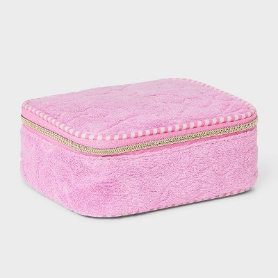 Embossed Cherries Terrycloth Travel Jewelry Organizer - Wild Fable™ Pink: Polyester Storage Case
