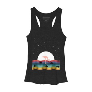 Women's Design By Humans Colorful Flamingo Starry Night By Maryedenoa Racerback Tank Top - 1 of 2